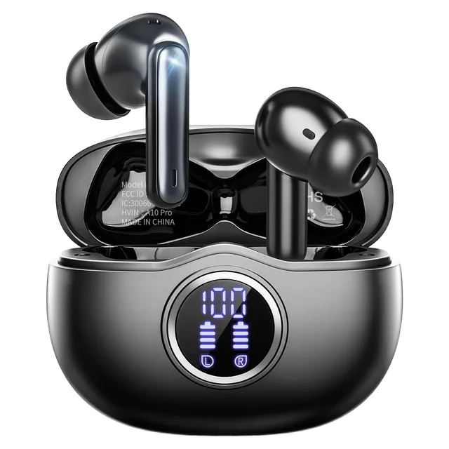 FHUMSH A10 Pro LED Display Earbuds — Black