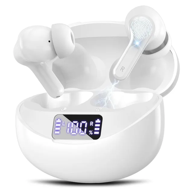 FHUMSH i17 LED Display Earbuds — White